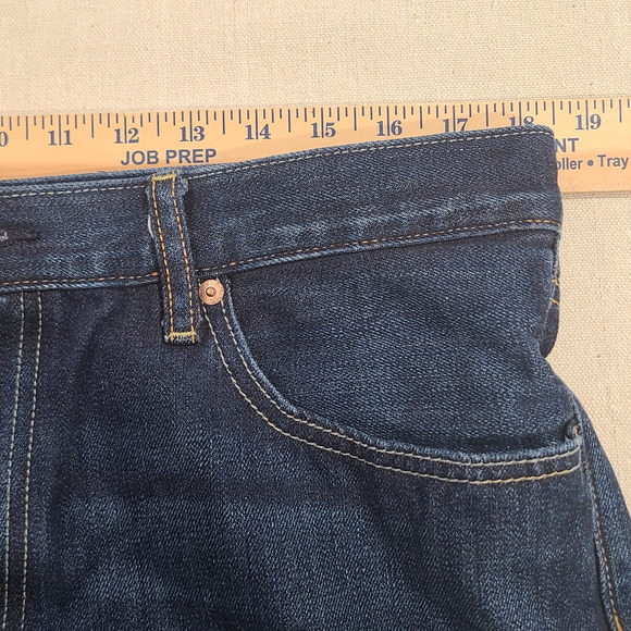 Uniqlo Mens 36x34 Regular Fit Straight Leg Blue Jeans Mid Rise Fabric by Kaihara - Picture 12 of 15